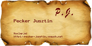 Pecker Jusztin névjegykártya